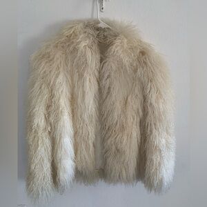 Women's Cream Faux Fur Ski Jacket